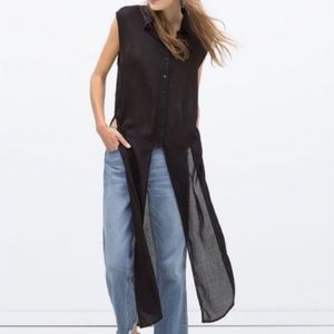 Front Tie High Low Button Up